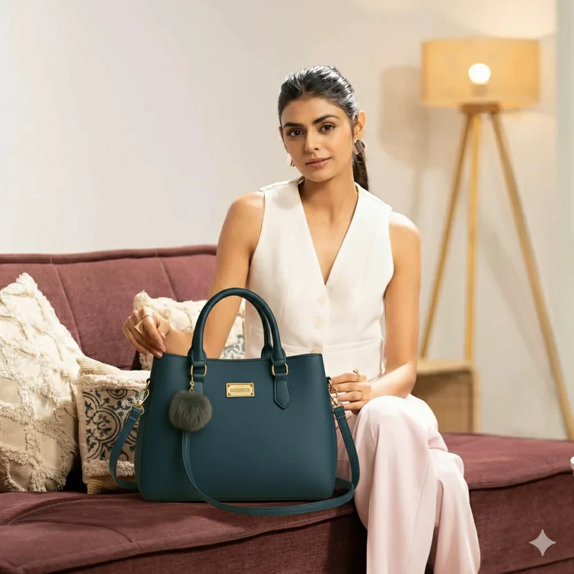 Mocha Charm Structured Tote Handbag For Women