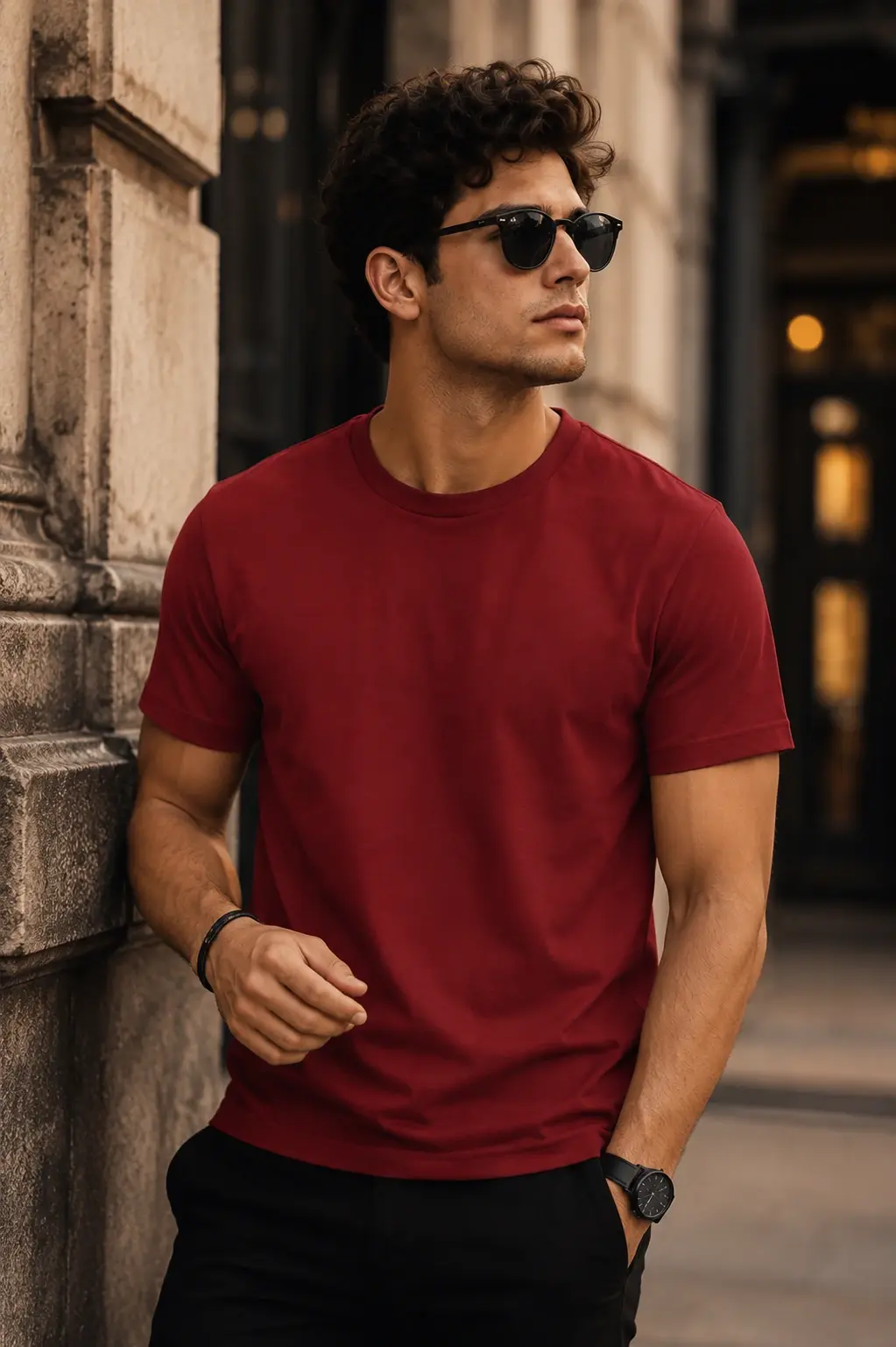 Men’s Maroon Regular Fit T-Shirt – 100% Cotton Soft & Comfortable Casual Everyday Tee 180 GSM