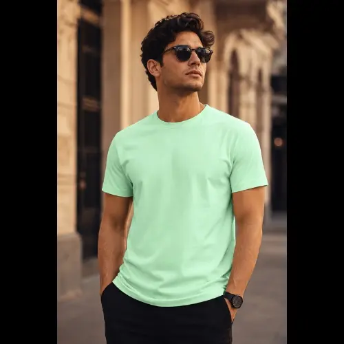 Men’s Sea Green Regular Fit T-Shirt – 100% Cotton Soft & Comfortable Casual Everyday Tee